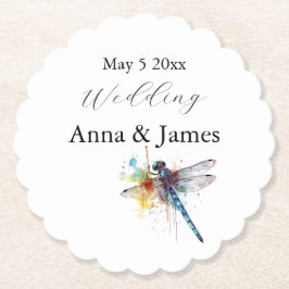 Dragonfly bruiloft save the date sticker kartonnen onderzetters