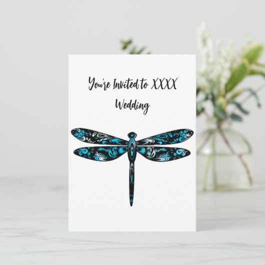 Dragonfly bruiloft uitnodigingen (Staand voorkant)