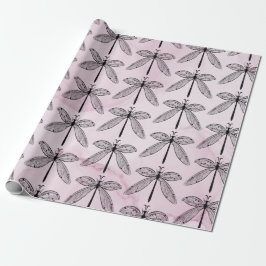 Dragonfly Bug Insect Lover Pink Cadeaupapier