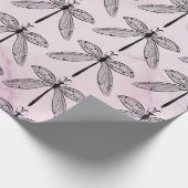 Dragonfly Bug Insect Lover Pink Cadeaupapier (Hoek)