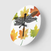 dragonfly Bug Insect Silhouette leaf art Ronde Klok (Hoek)