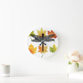 dragonfly Bug Insect Silhouette leaf art Ronde Klok (Huis)
