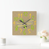 Dragonfly Bug Vierkante Klok (Huis)