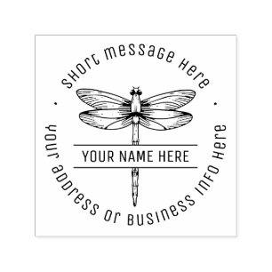 Dragonfly Business Name Return-adres Zelfinktende Stempel