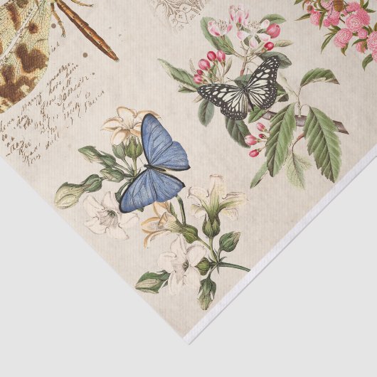 Dragonfly Butterfly Moth bloemen Tissuepapier (Detail)