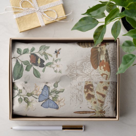 Dragonfly Butterfly Moth bloemen Tissuepapier (Geschenk)