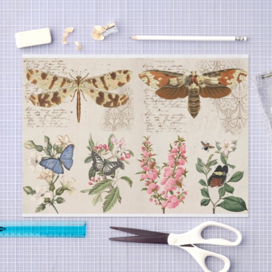 Dragonfly Butterfly Moth bloemen Tissuepapier (Craft)