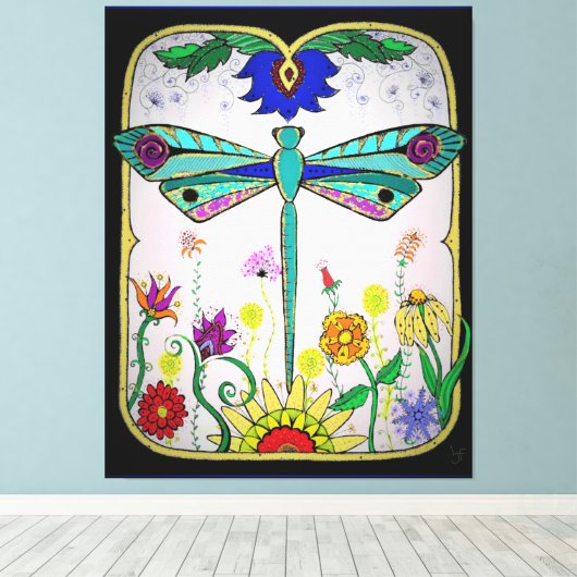 Dragonfly Canvas Afdruk (Insitu (Houten vloer))