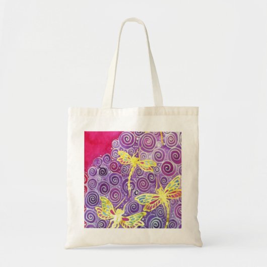 Dragonfly-Canvas tas: Oorspronkelijke zijdeschilde Tote Bag (Voorkant)