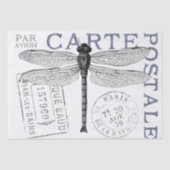 Dragonfly Carte Postale Franse Postmark Decoupage Tissuepapier (Voorkant)