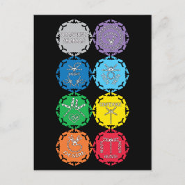 Dragonfly Chakras White Text Design Briefkaart