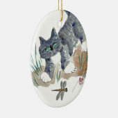 Dragonfly Chase door Kitten Keramisch Ornament (Rechts)