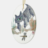 Dragonfly Chase door Kitten Keramisch Ornament (Links)
