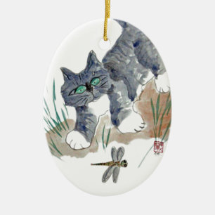 Dragonfly Chase door Kitten Keramisch Ornament