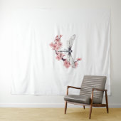 Dragonfly Cherry Blossom Art Dragonflies T-shirt_3 Wandkleed (In Situ (horizontaal))
