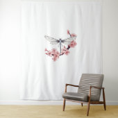 Dragonfly Cherry Blossom Art Dragonflies T-shirt_3 Wandkleed (In situ)