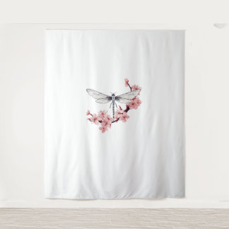 Dragonfly Cherry Blossom Art Dragonflies T-shirt_3 Wandkleed