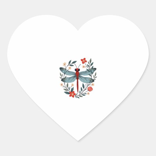 Dragonfly Christmas T-Shirt_1 (1) Hart Sticker (Voorkant)