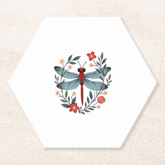Dragonfly Christmas T-Shirt_1 (1) Kartonnen Onderzetters (Voorkant)