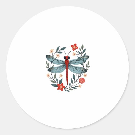 Dragonfly Christmas T-Shirt_1 (1) Ronde Sticker (Voorkant)