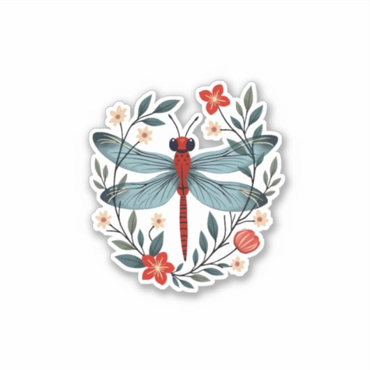 Dragonfly Christmas T-Shirt_1 (1) Sticker (Voorkant)