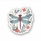 Dragonfly Christmas T-Shirt_1 (1) Sticker (Voorkant)