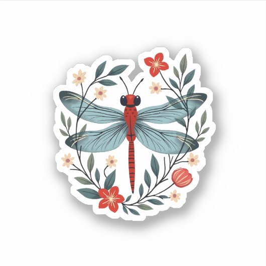 Dragonfly Christmas T-Shirt_1 (1) Sticker (Voorkant)