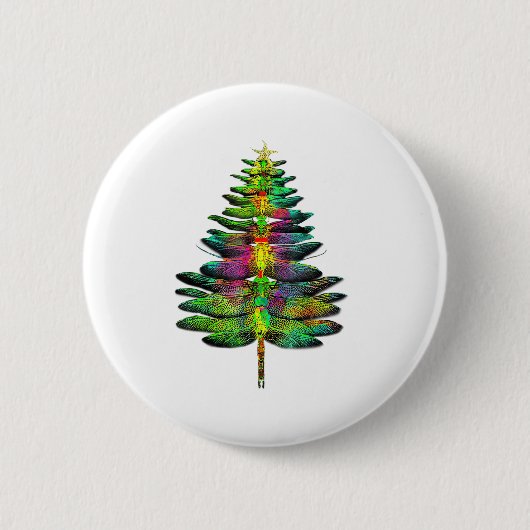Dragonfly Christmas Tree Dragonfly Xmas Ronde Button 5,7 Cm (Voorkant)