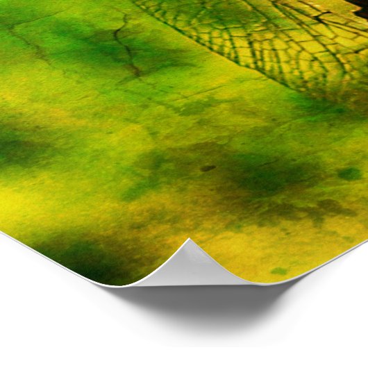 Dragonfly Close-up Natuur Distressed Art Poster (Hoek)