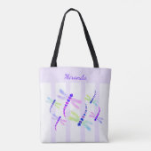 Dragonfly-cluster | Paarse en witte strepen Tote Bag (Achterkant)