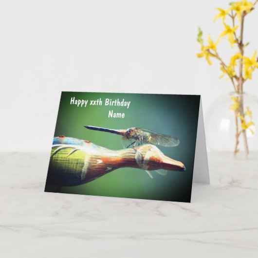 Dragonfly Co Pilot Natuur Gepersonaliseerde verjaa Kaart (Gele Bloem)