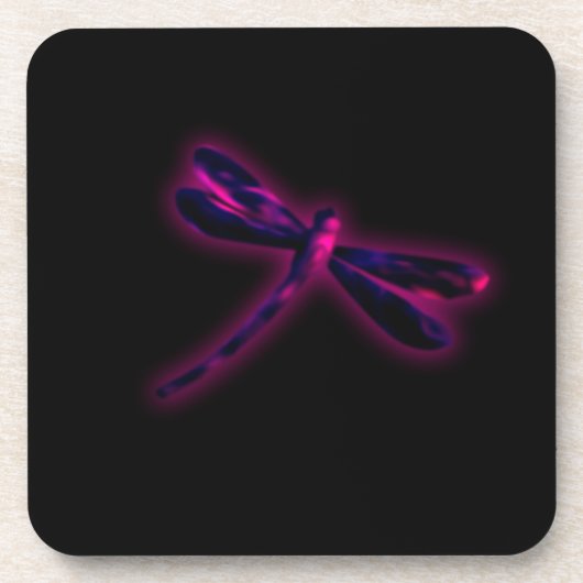 Dragonfly Coasters - Magenta Gloed Bier Onderzetter (Voorkant)