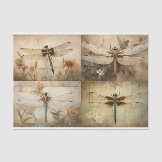 Dragonfly Collage 1 Decoupage Papier (Voorkant)