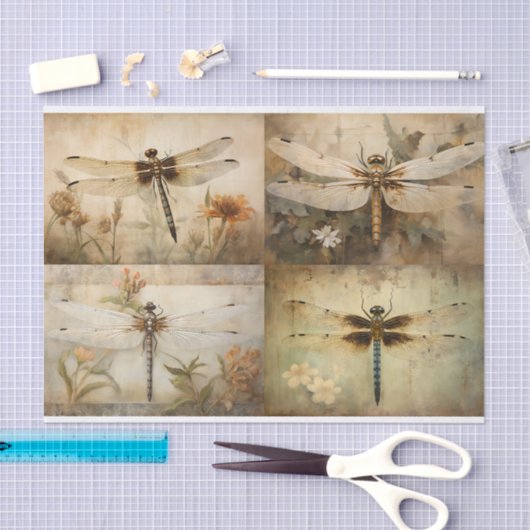 Dragonfly Collage 1 Decoupage Papier (Craft)
