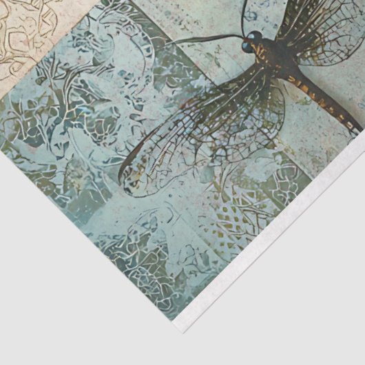 Dragonfly Collage Botanische Decoupage Tissuepapier (Detail)