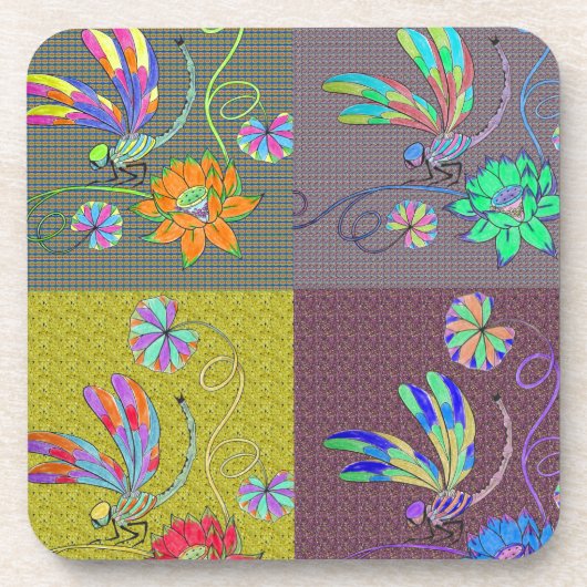 Dragonfly Collage Drankjes Onderzetter (Voorkant)