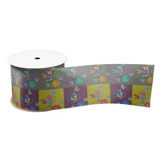 Dragonfly Collage Ribbon Satijnen Lint (Spoel)