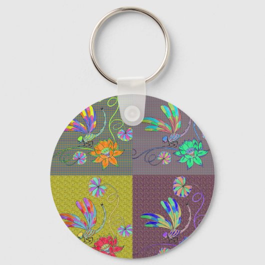 Dragonfly Collage Sleutelhanger (Voorkant)