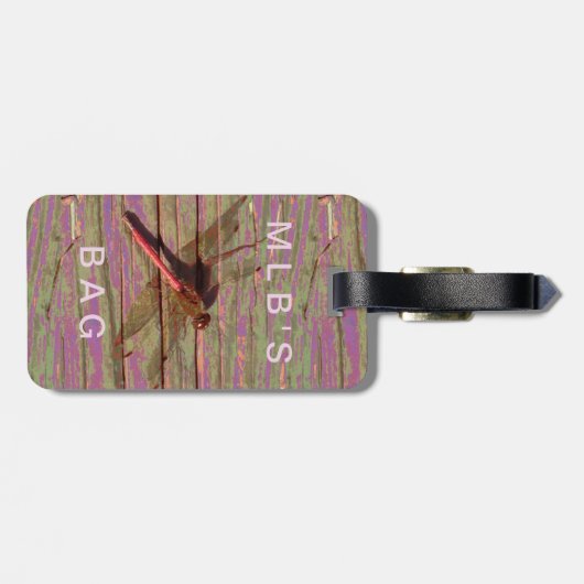 Dragonfly Colorful Custom Name Bagagelabel (Achterkant horizontaal)