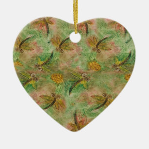 Dragonfly Cotton Snoep Heart Ornament