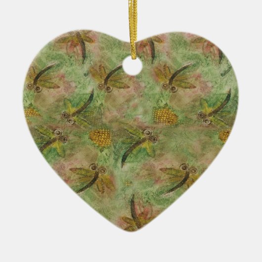 Dragonfly Cotton Snoep Heart Ornament (Voorkant)
