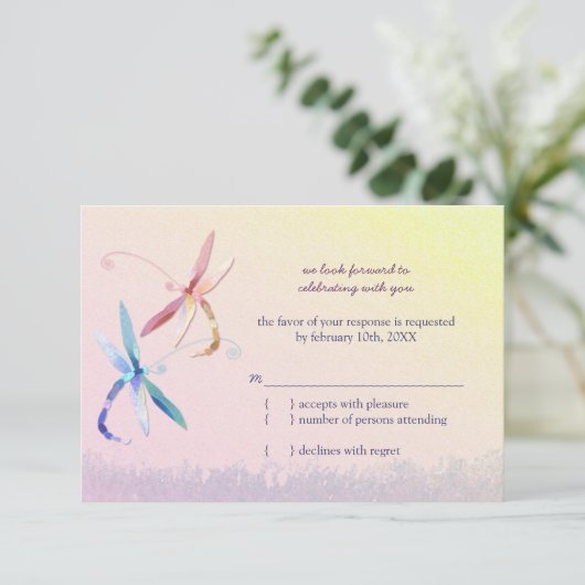 Dragonfly Country Wedding RSVP (Staand voorkant)