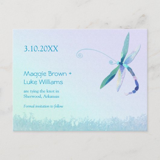 Dragonfly Country Wedding Save the Date Aankondigingskaart (Voorkant)