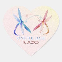Dragonfly Couple Wedding Save the Date Hart Sticker