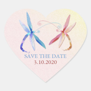 Dragonfly Couple Wedding Save the Date Hart Sticker