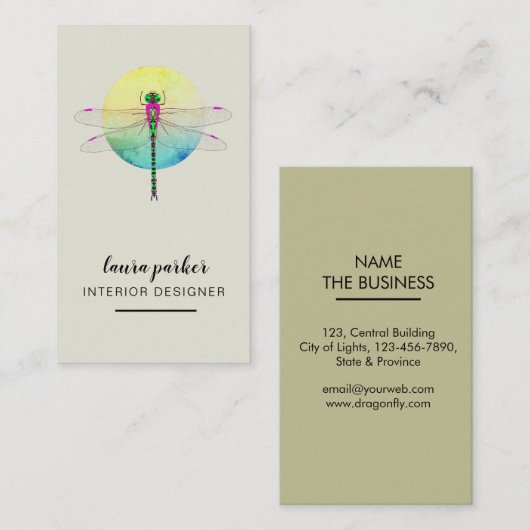 Dragonfly Creative Designer Natuur Roze Visitekaartje (Voorkant / Achterkant)