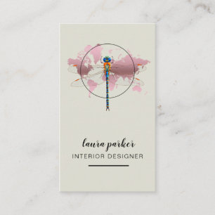 Dragonfly Creative Designer Natuur Wereldkaart Visitekaartje