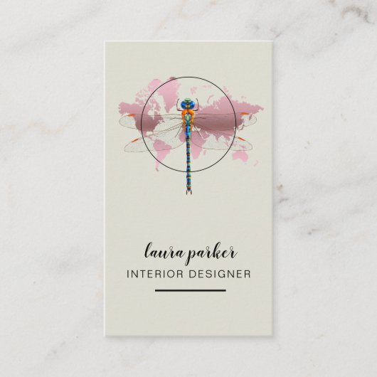 Dragonfly Creative Designer Natuur Wereldkaart Visitekaartje (Voorkant)