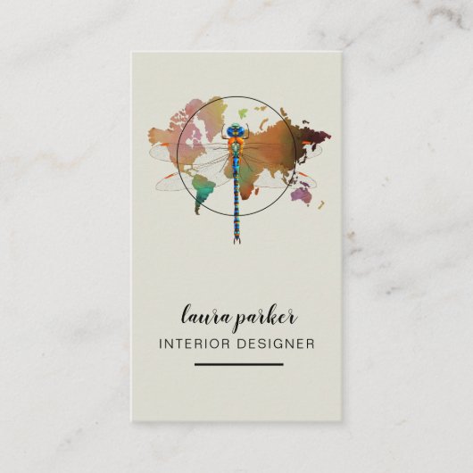 Dragonfly Creative Designer Natuur Wereldkaart Visitekaartje (Voorkant)