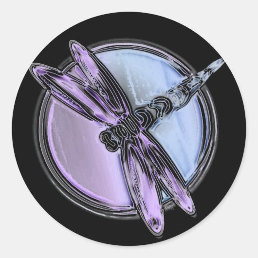 Dragonfly Cutout Ronde Sticker (Voorkant)